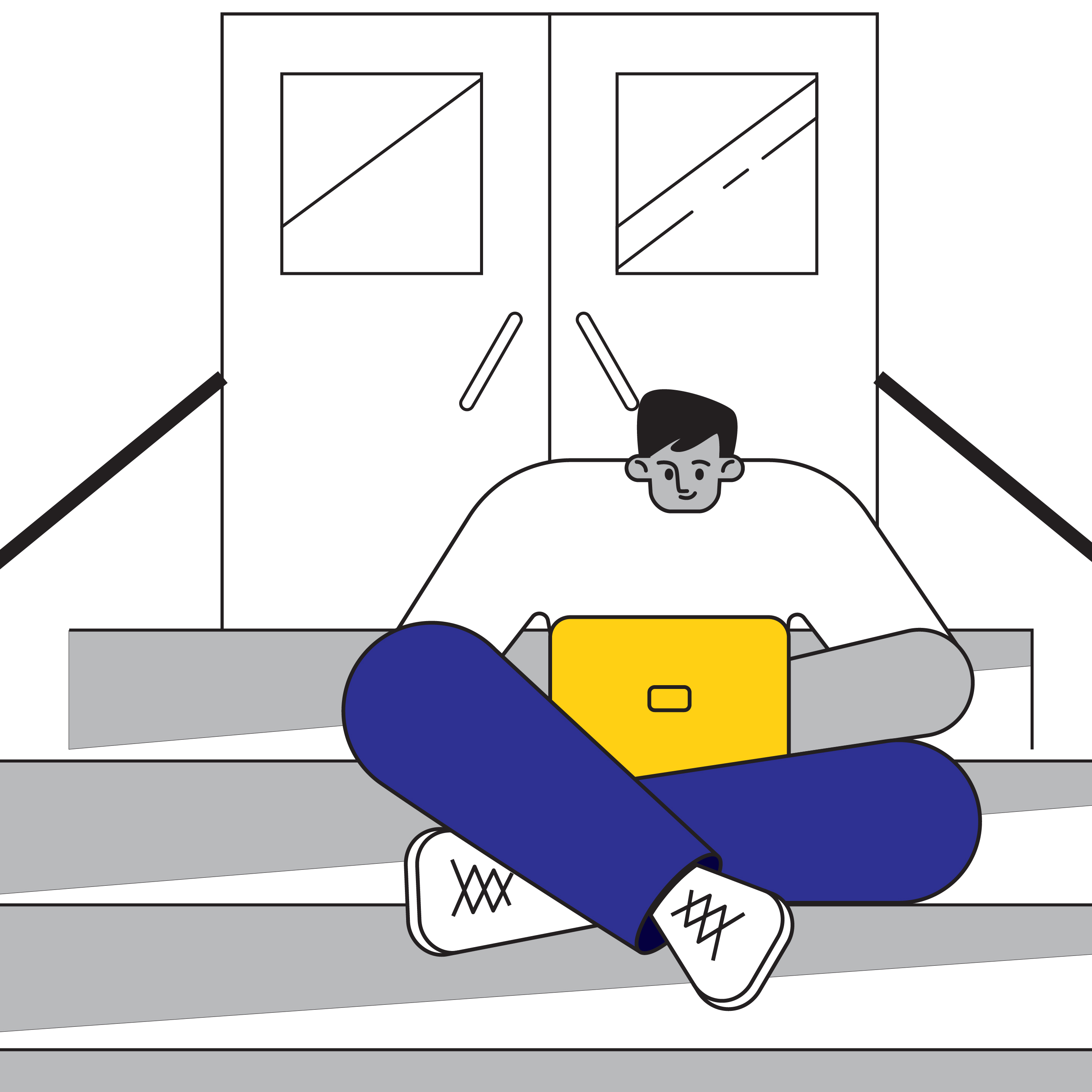 An illustration of a student sitting on some steps using the MSL Feedback Module